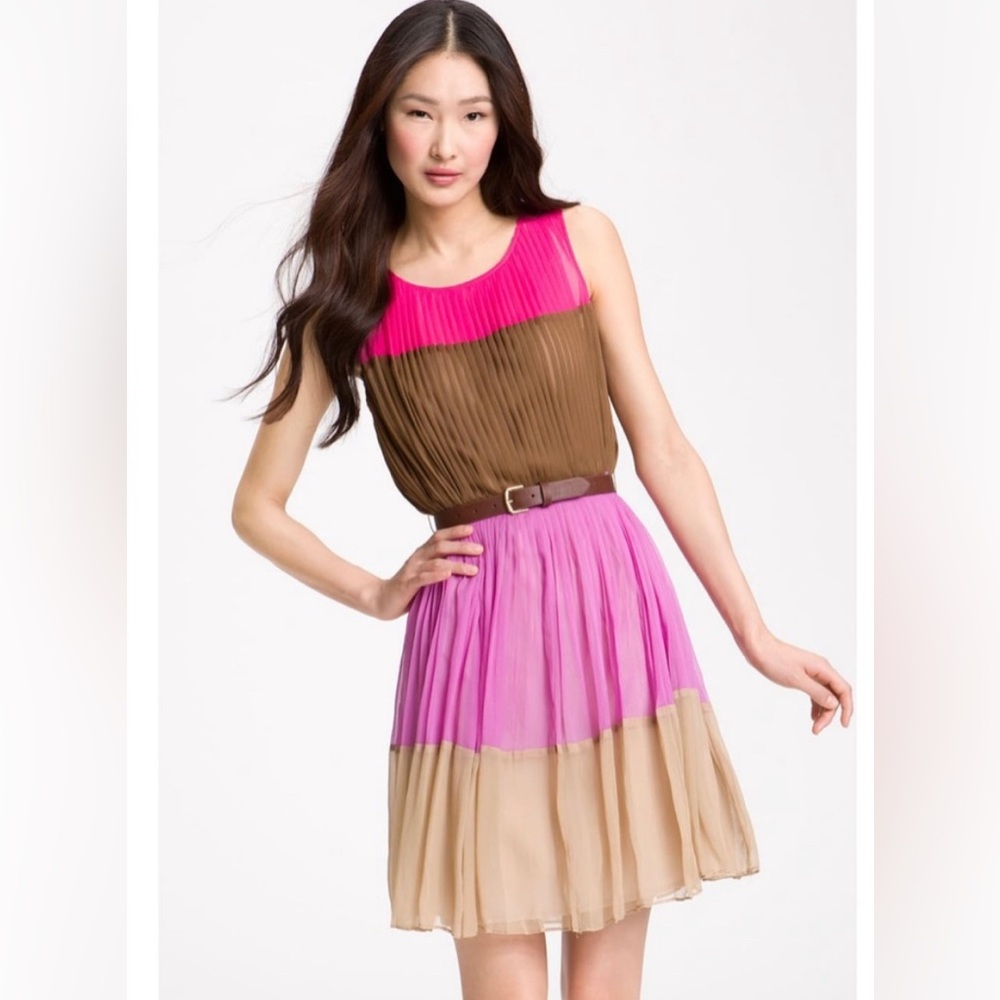 Julie Dillon Color Block Chiffon Dress, sz 0